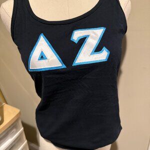 Sorority Delta Zeta Black Tank with Block Lettering Adult Medium